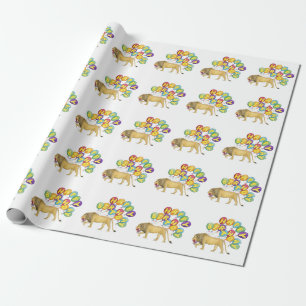 Cadeau Lion Happy Birthday Wrapper Papier