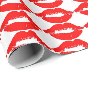 CADEAU LIPS ROUGES KISS PAPIER ROMANTIQUE EN WRAPPER