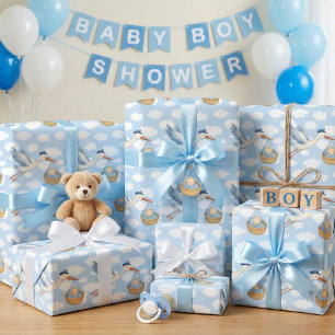 Cadeau Livraison de la cigogne Bébé Papier à envelopper -