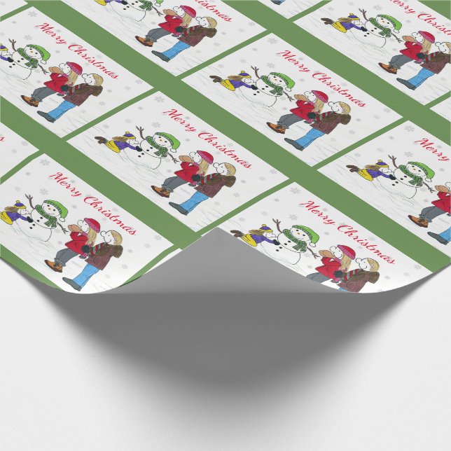Cadeau Lizzy's People Snowman Fun Wrapping Papier vert (Coin)