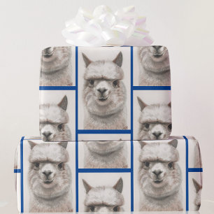 Cadeau Llama Aquarelle Papier à envelopper Alpaca Sourire