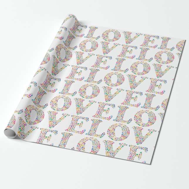 Cadeau LOVE - papier d'emballage coloré (Déroulé)