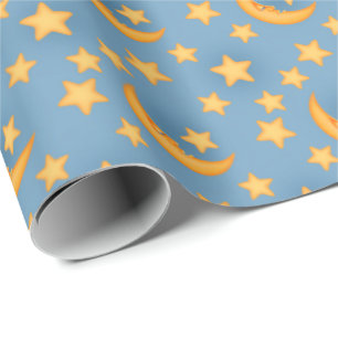 Cadeau Lune amusante et étoiles enveloppant papier
