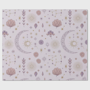Cadeau Lune mystique et étoiles enveloppant papier Céle