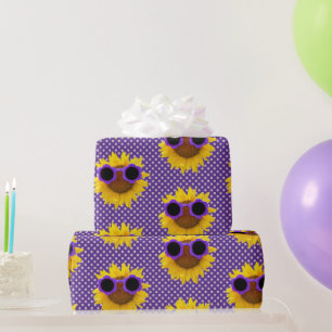 Cadeau Lunettes de soleil violettes sur papier d'envelopp