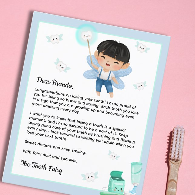 Cadeau Magique Garçon Fée des Dents Lettre pour Ga (Magical Boy Tooth Fairy Keepsake for Boys Letter)