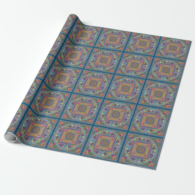 Cadeau Mah Jongg Tiles Mandala Wrapper Papier (Déroulé)