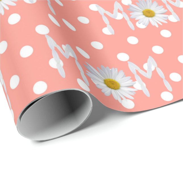 Cadeau Maman Daisy Sur Papier Pois Enveloppé (Coin rond)