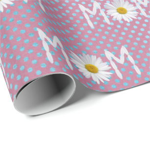 Cadeau Maman Fleur de marguerite sur papier d'emballage à