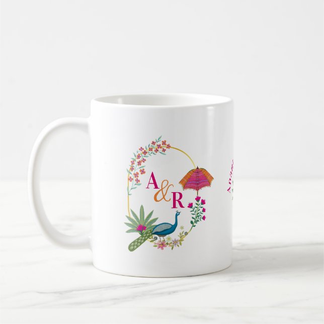 cadeau mariage indien personnalisé faveur mug (Gauche)