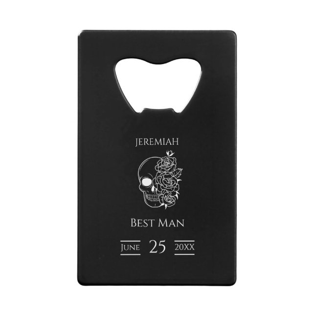 Cadeau Mariage noir et blanc élégant Groomsmen (Devant)