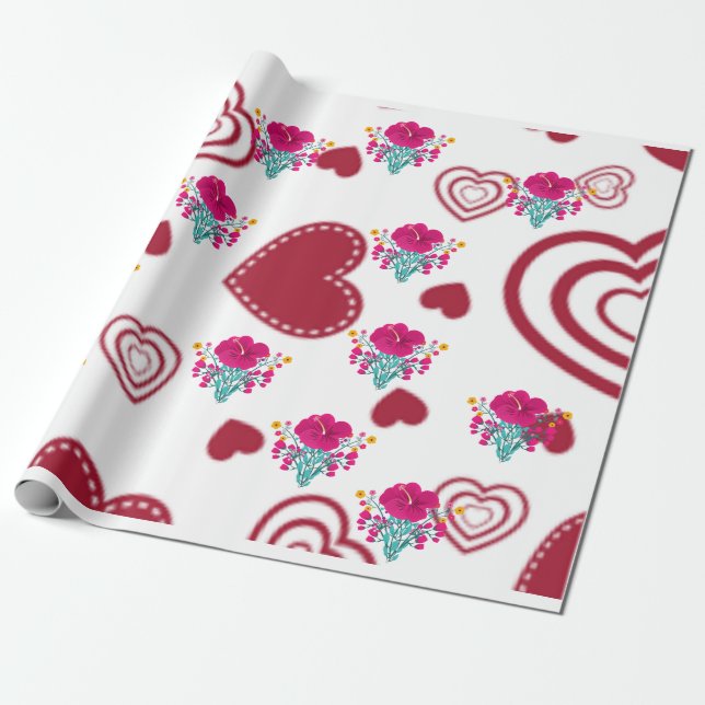 Cadeau Marques à skis | Papier d'enveloppement floral d'a (Déroulé)