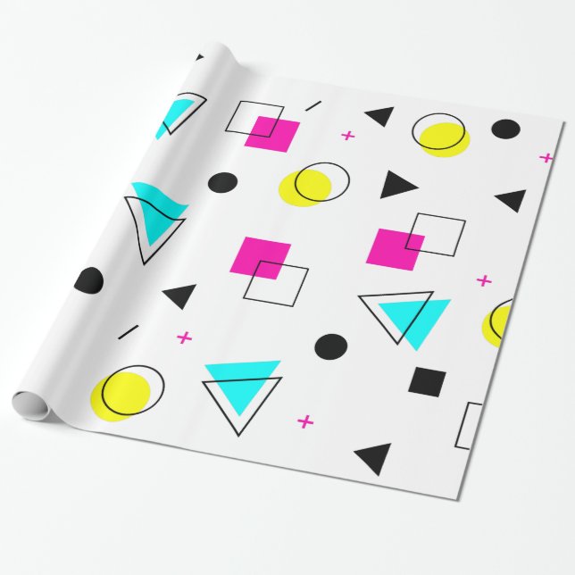 Cadeau Memphis 80" papier d'emballage de conception de s (Déroulé)