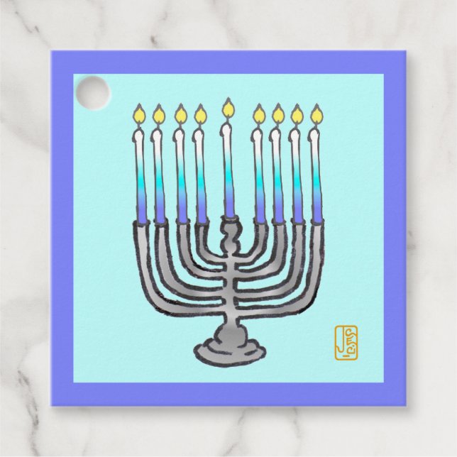 Cadeau Menorah Whimsical Favoriser les étiquettes (Devant)