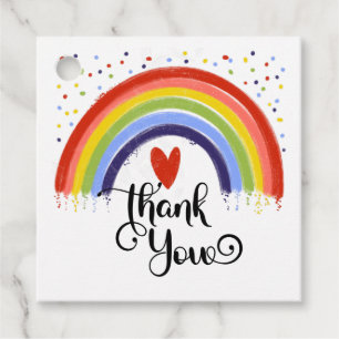Cadeau Merci Rainbow carré étiquettes de faveur
