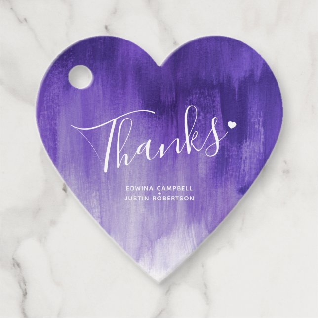 Cadeau Merci violet abstrait mariage - étiquettes cadeaux (Devant)