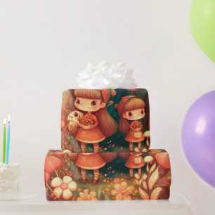 Cadeau mignonette champignons cottagecore motif papier à
