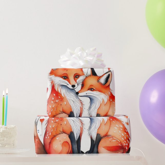 Cadeau Mignons renards amoureux Wrapping Papier (Cadeaux de fête)