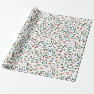 Cadeau Minuscules Twines florales sur papier d'emballage