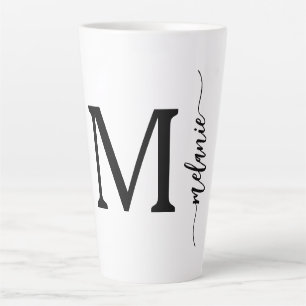 Cadeau Monogramme main Lettré blanc latte Mug