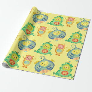 CADEAU MONSTRE HEUREUX POUR BÉBÉS PAPIER DE WRAPPING