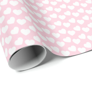 Cadeau Motif blanc de coeur sur le papier d'emballage