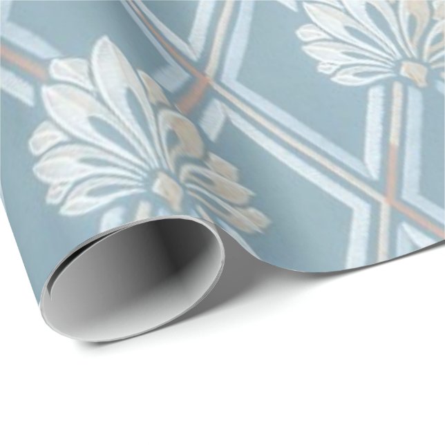 Cadeau Motif bleu démodé de papier peint de fan de (Coin rond)