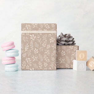 Cadeau Motif Botanique Beige Chaud - Papier Enveloppant R