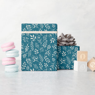Cadeau Motif botanique Bleu foncé - Rouleau de papier d'e