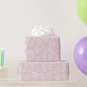 Cadeau Motif botanique Papier à écrêtage rose clair