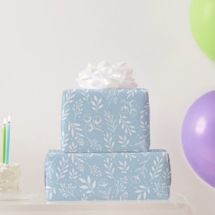 Cadeau Motif botanique Papier à enveloppement bleu clair