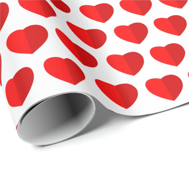 Cadeau Motif coeurs en papier rouge (Coin rond)