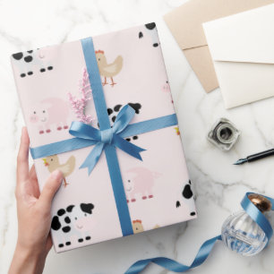 Cadeau Motif d'animaux de ferme Papier à enveloppement ro