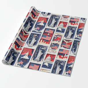 Cadeau Motif de carreau en papier découpé patriotique en