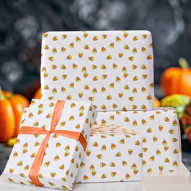 Cadeau Motif de maïs blanc et orange papier d'enveloppeme (Cute candy corn pattern wrapping paper just for you)