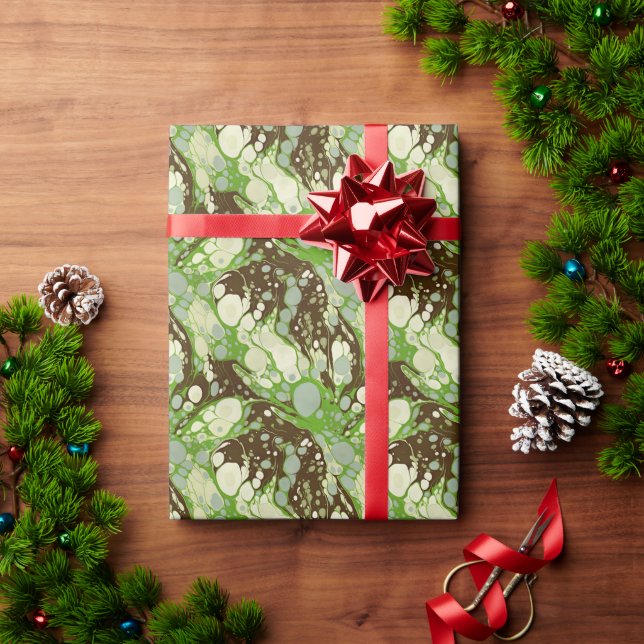 Cadeau Motif de papier marbre vert de Suminagashi (Cadeau de vacances)