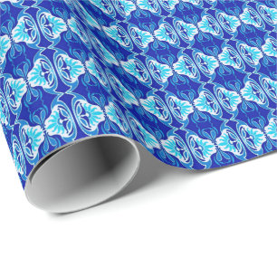 Cadeau Motif de papier peint d'art déco - bleu et blanc