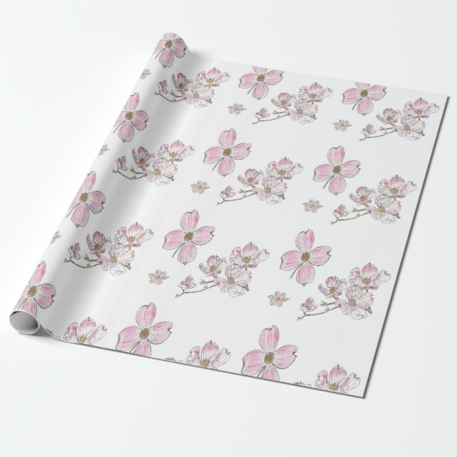 Cadeau Motif Dogwood sur papier d'emballage (Déroulé)
