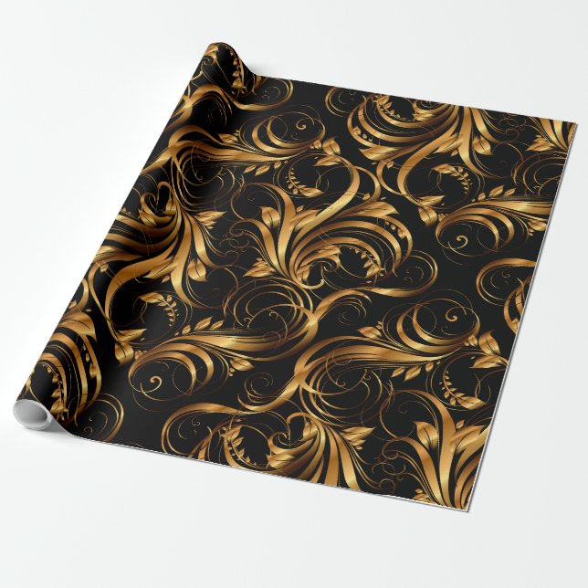 Cadeau Motif or 2 papier d'emballage (Déroulé)
