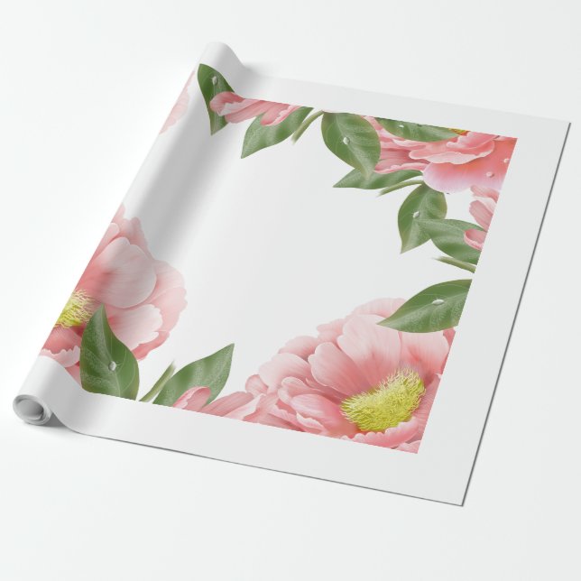 Cadeau Motif rose fleuri en papier à envelopper (Déroulé)