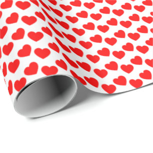 Cadeau Motif rouge de coeur sur le papier d'emballage