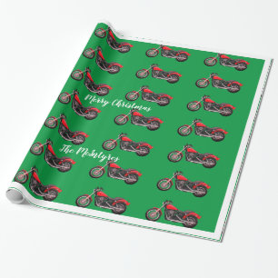 Cadeau Motocyclettes rouges sur papier d'enveloppement de