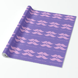 Cadeau Moustaches roses papier d'emballage personnalisé