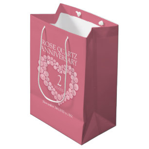 Cadeau Moyen 2e anniversaire mariage rose sac photo quartz