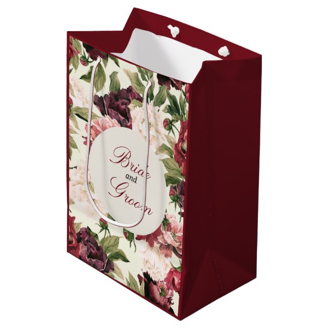 Cadeau Moyen Bouquet Bourgogne & Brousse Peony Favoriser le sac (Devant Angle)