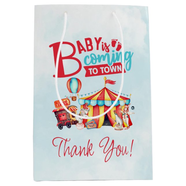 Cadeau Moyen Carnaval Cirque bleu Baby shower Favoriser Sac cad (Devant)