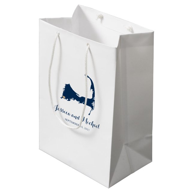 Cadeau Moyen Carte du cap Falmouth avec coeur | SAC D'INVITATIO (Devant Angle)