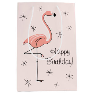 Cadeau Moyen Flamant rose rose 'Joyeux anniversaire ! ' sac cad