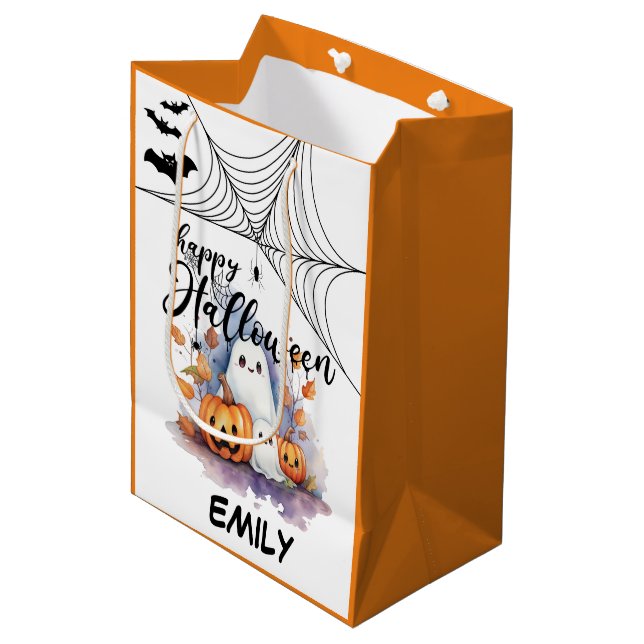 Cadeau Moyen Halloween personnalisable - Sac à coller ou à trai (Devant Angle)