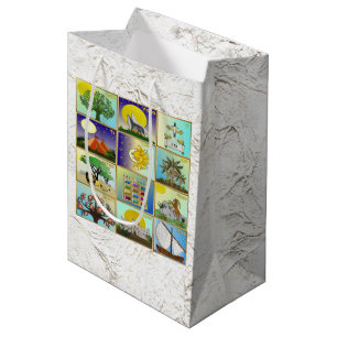 Cadeau Moyen Judaïque 12 Tribus D'Israël Panneaux D'Art Sac Cad